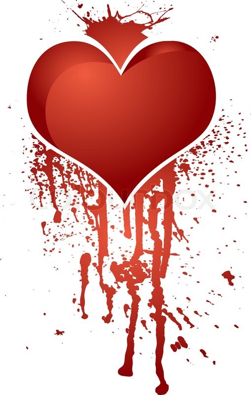 509x800 Illustration Of A Heart With Blood And Ink Splats Running Down The