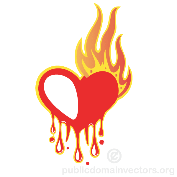 600x600 Bleeding Heart With Flames Vector Illustration 123freevectors