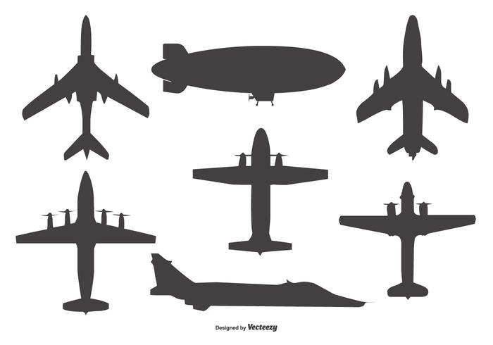 700x490 Vector Airplane And Blimp Silhouettes