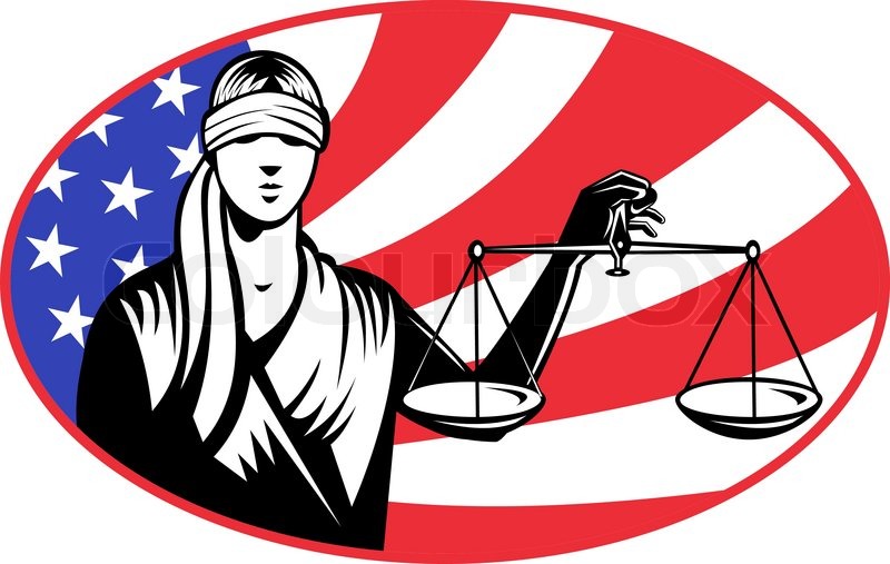 800x507 Lady Blindfold Scales Of Justice American Flag Stock Vector