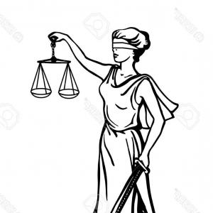 300x300 Vector Of Cartoon Cavewoman Lady Justice With A Blindfold Sword