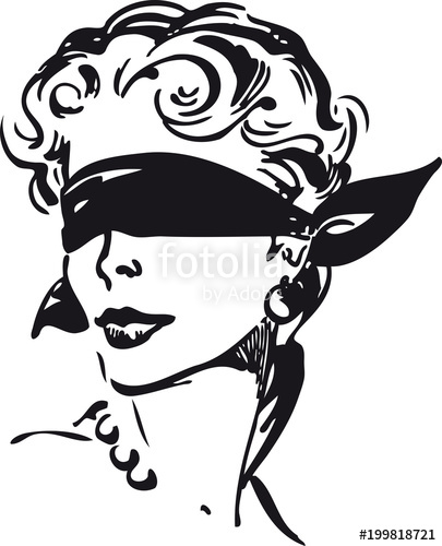 405x500 Woman With Blindfold, Retro Vector Illustration Stock Image And