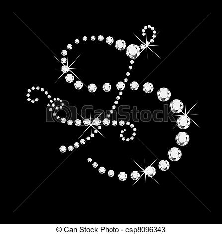446x470 S Letter With Diamonds Bling Stars.