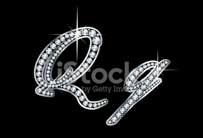 647x440 Script Diamond Bling Qq Letters Stock Vector