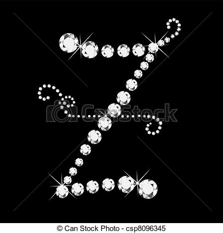 450x470 Z Letter With Diamonds Bling Stars.