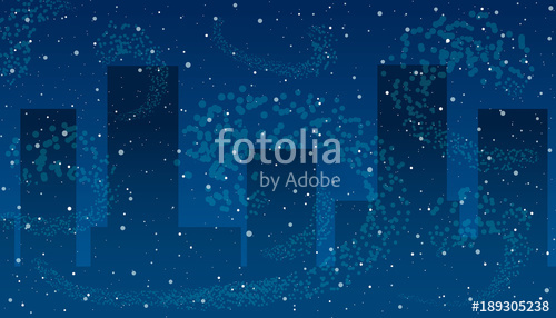 500x286 Vector Illustration. Blizzard In City With High Skyscrapers