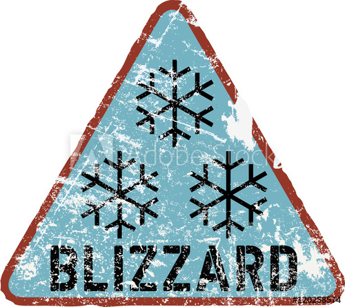 500x445 Blizzard Warning Sign, Vector Illustration,