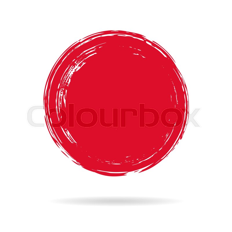 800x800 Hand Painted Ink Blob. Red Round Button. Hand Drawn Grunge Circle