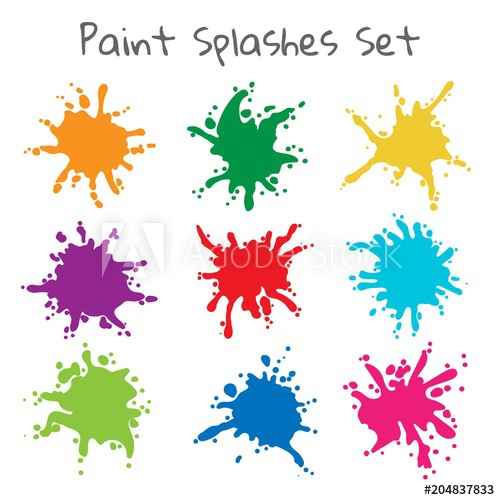 500x500 Paint Splatters. Vector Colorful Painted Splashes Or Color Stains