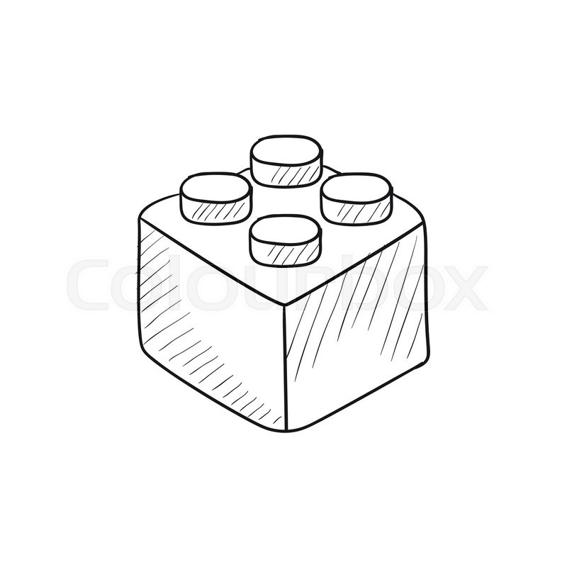800x800 Building Block Vector Sketch Icon Isolated On Background. Hand