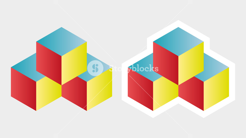 1000x563 Cube Isometric Logo Brick Concept, 3d Dice Illustration, Vector