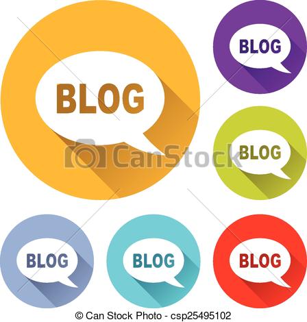 448x470 Vector Illustration Of Six Colorful Blog Icons.