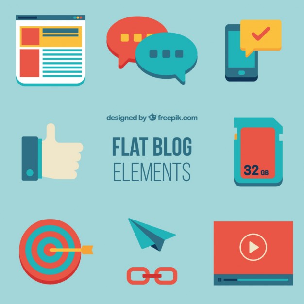 626x626 Blog Elements Set In Flat Design Vector Free Download