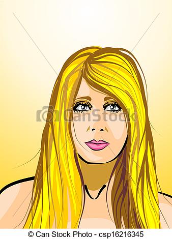 338x470 Blonde Woman. Vector Illustration Of A Beautiful Adult Woman Face