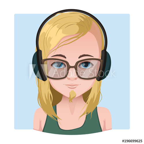 500x500 Hipster Guy With Blonde Hair And Earphones Illustration