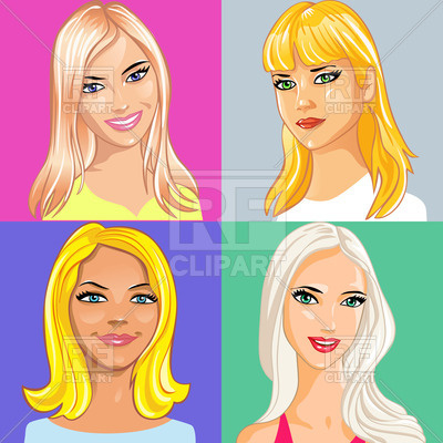 400x400 Portraits Of Young Attractive Girls With Long Blonde Hair Vector
