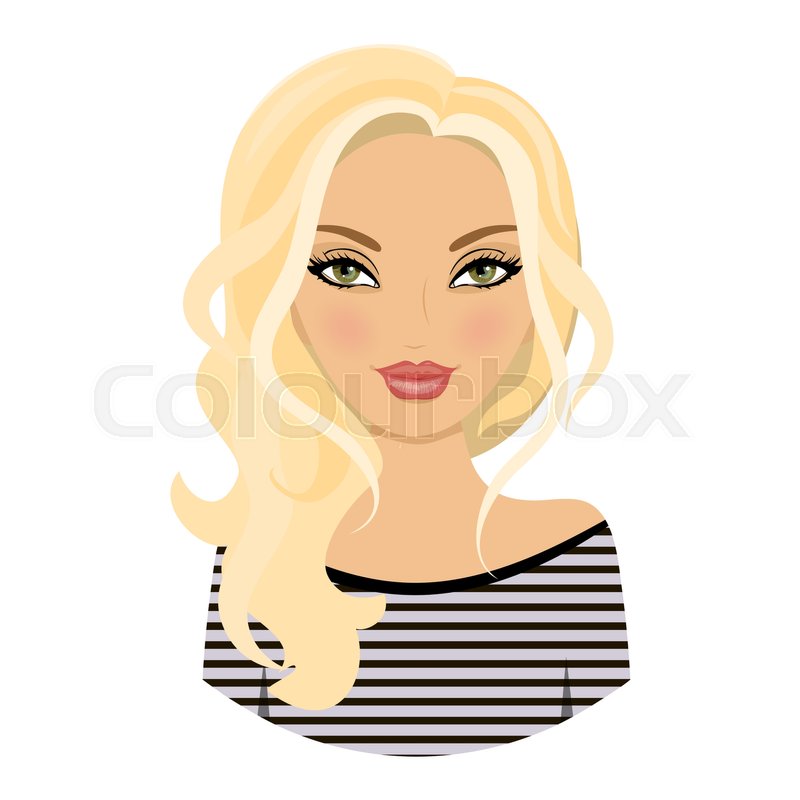 800x800 The Girl Is Lovely. Avatar. Blonde Hair.cartoon. Icon. Stock