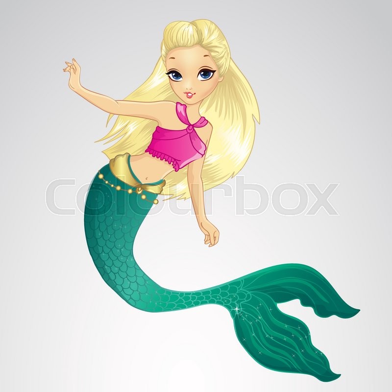 800x800 Vector Illustration Of Mermaid With Long Blonde Hair Dressed In