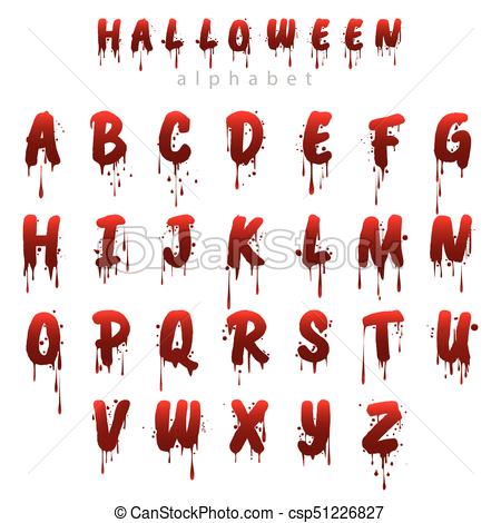 450x470 Halloween Bloody Alphabet Isolated On White Background. Horror
