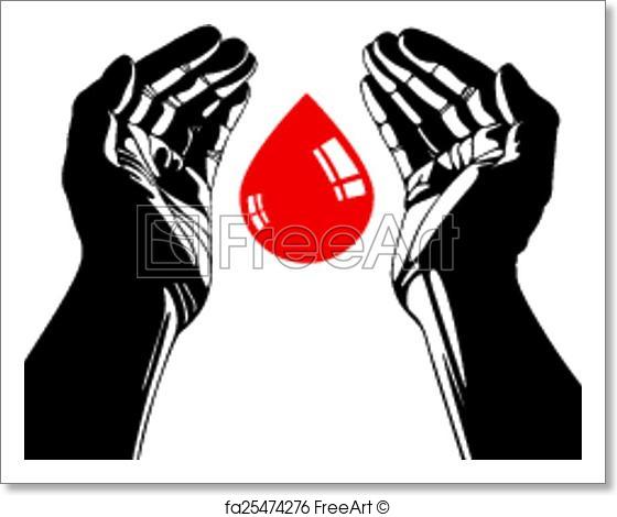 560x470 Free Art Print Of Hand With Blood Drop Vector Symbol. Freeart