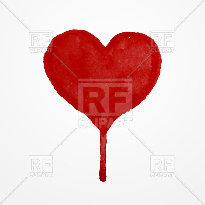 400x400 Red Hand Drawn Watercolor Heart With Blood Drop Vector Image