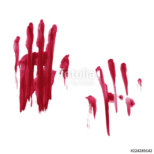 500x500 Bloody Hand Print Isolated On White Background. Vector