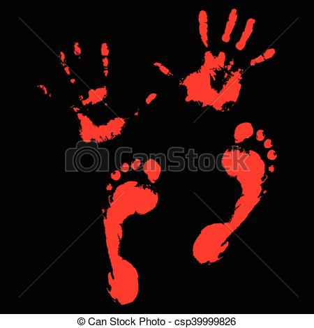 450x470 Bloody Handprints And Feet. Blood Splatter And Bloody Hand Print