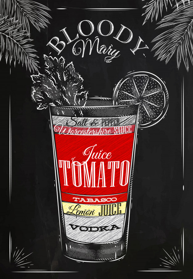 626x907 Bloody Mary Cocktail Chalk Vector Premium Download