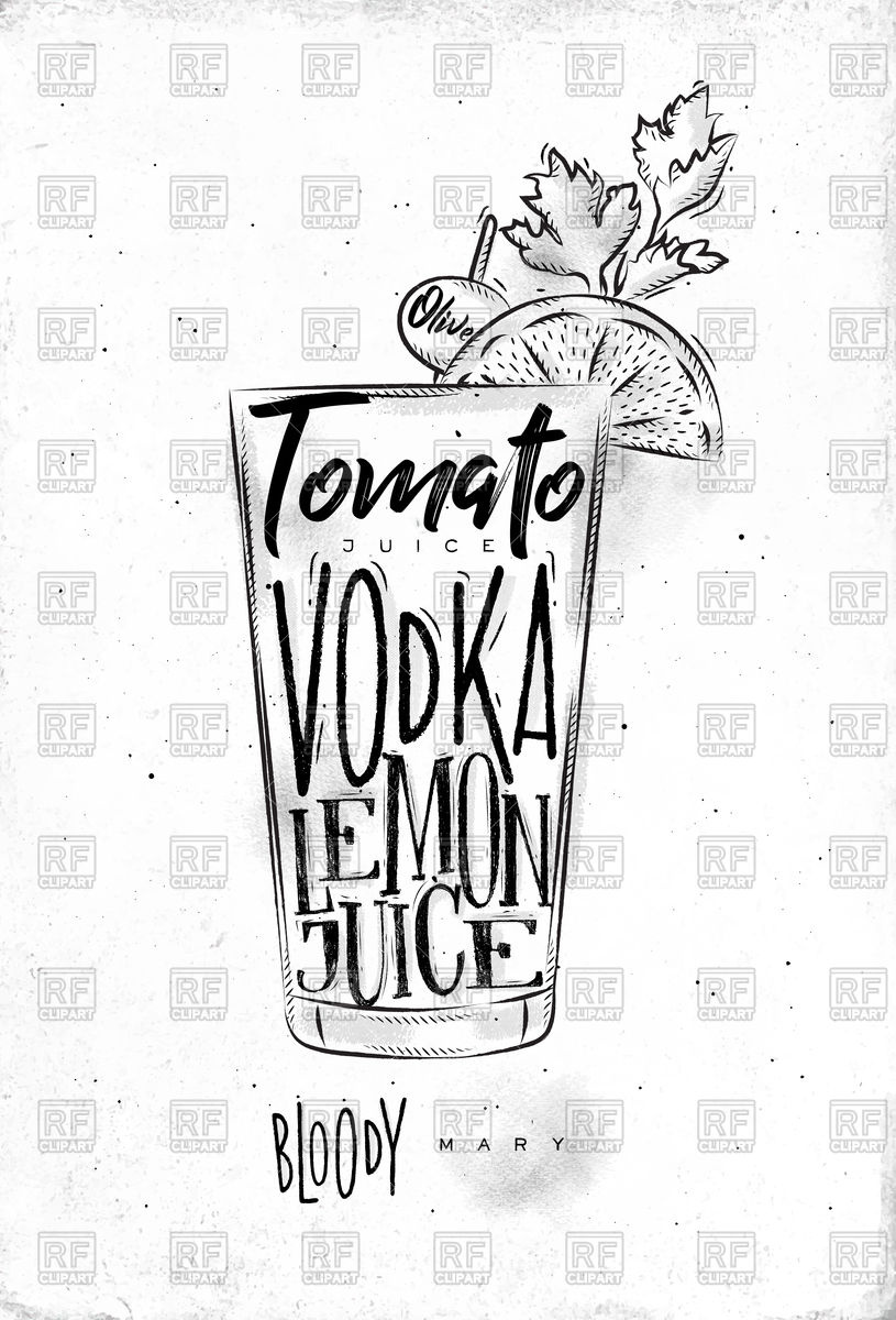 815x1200 Bloody Mary Cocktail With Lettering Tomato, Vodka, Lemon Juice