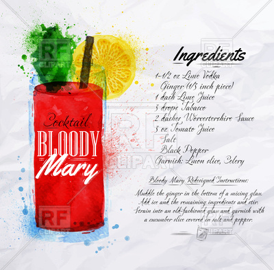 400x393 Bloody Mary Cocktails Recipe Vector Image Vector Artwork Of Food