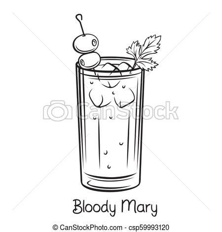 450x470 Vector Glass Of Bloody Mary Cocktail With Celery And Olives In