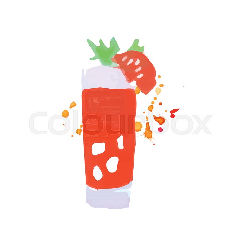 800x800 Bloody Mary Cocktail Colorful Hand Drawn Watercolor Vector