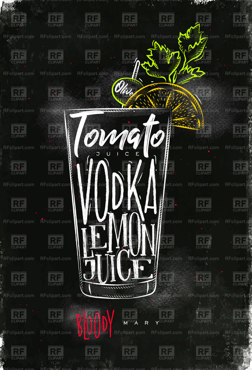 818x1200 Bloody Mary Cocktail Lettering On Chalkboard Vector Image Vector