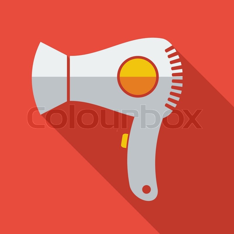 800x800 Modern Flat Design Concept Icon Electric Hair Dryer. Vector