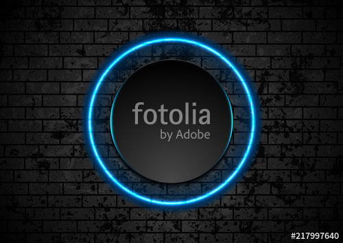 500x354 Blue Neon Circle On Grunge Brick Wall Background Stock Image And