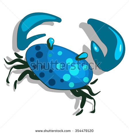 450x470 Cartoon Vector Cute Blue Crab. Top View Game Sprite. Vector Game