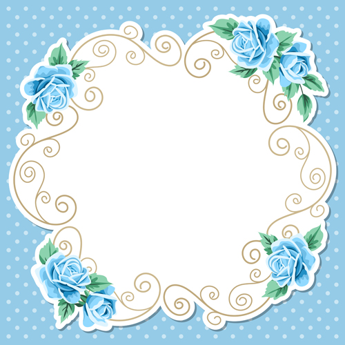 500x500 Blue Flower With Vintage Card Vector Free Download