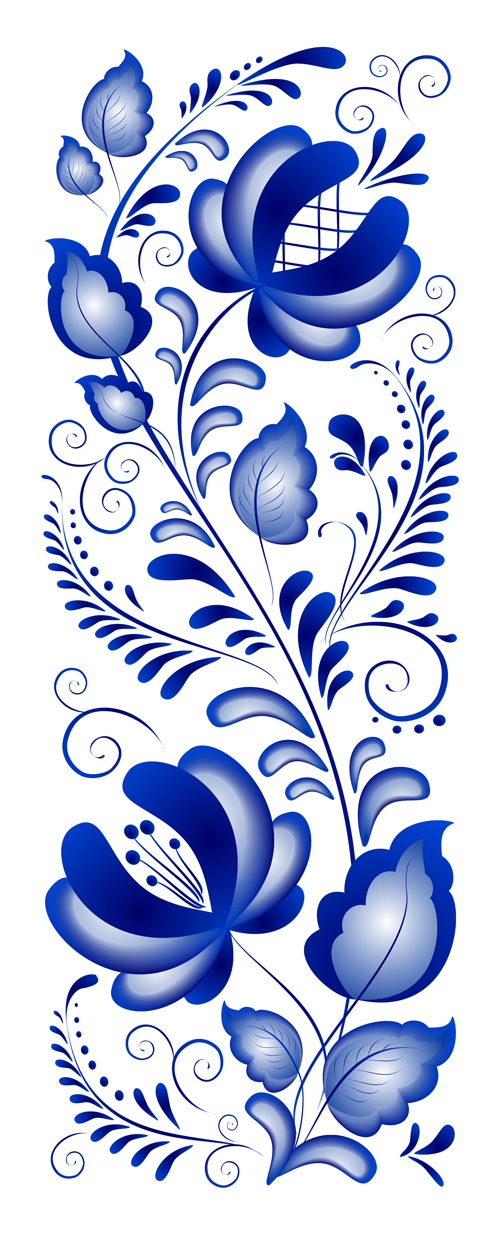 500x1235 Beautiful Blue Flower Ornaments Design Vector Free Download