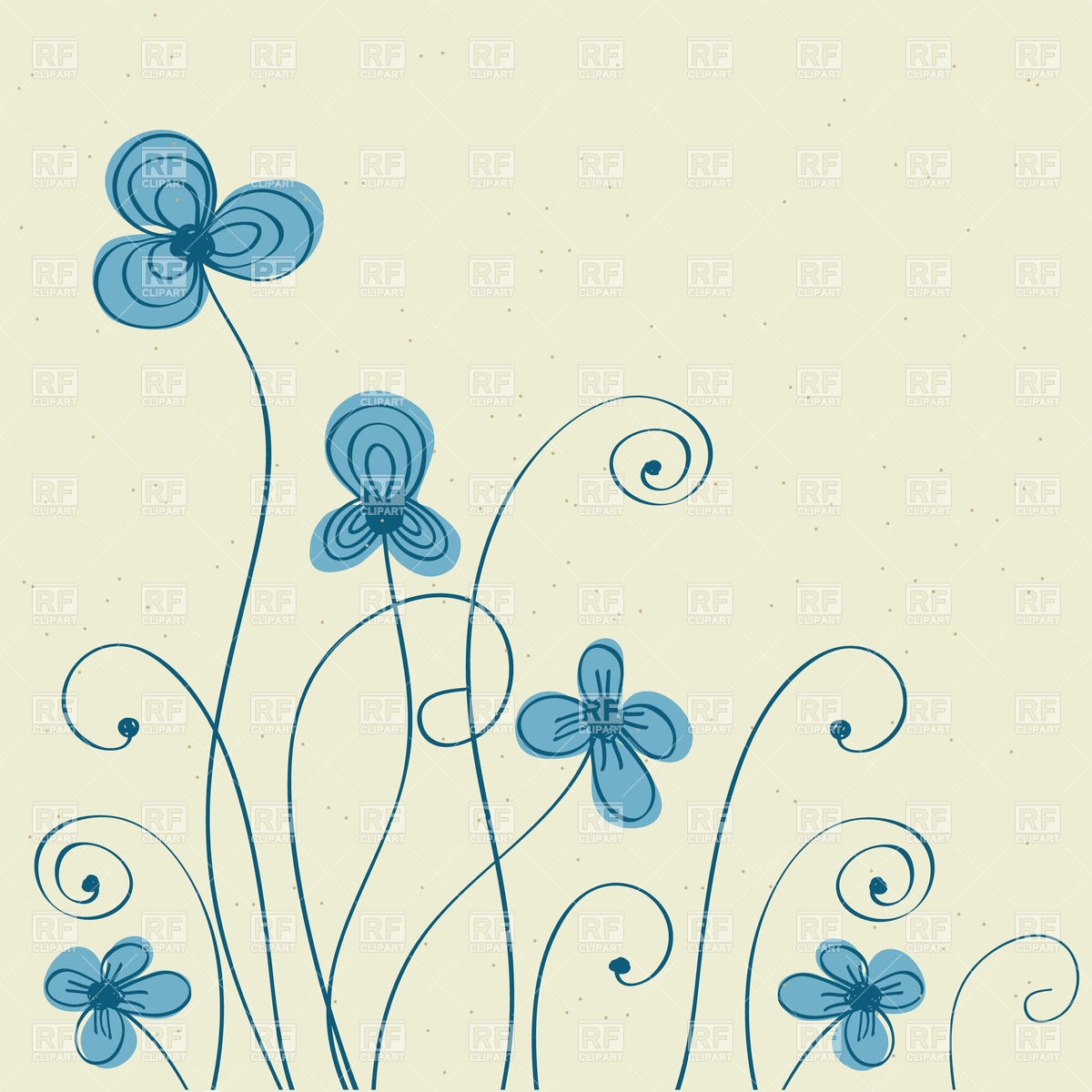 1200x1200 Hand Drawn Blue Flowers Vector Image Vector Artwork Of Plants