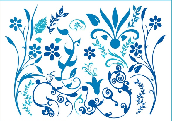 587x414 Blue Flower Swirls Free Vector Ai, Pdf Format Free Vector