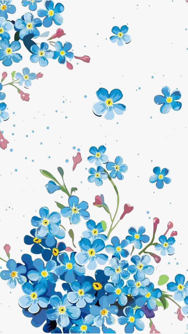 650x1156 Blue Flower Vector Illustration Background Material, Flower