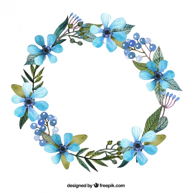626x626 Wreath With Blue Flowers Vector Free Download