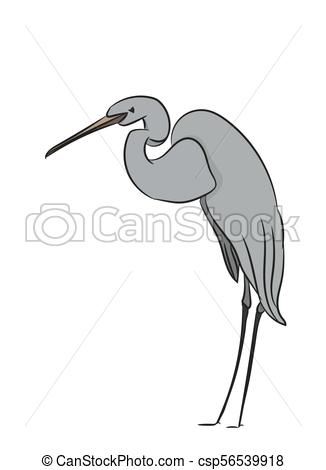 326x470 Heron Color, Vector, White Background.