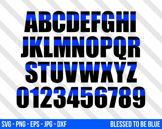 570x453 Thin Blue Line Alphabet Set Svg Vector Png Eps Jpg Dxf Blue Etsy