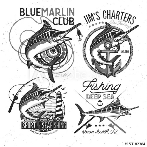 500x500 Fishing Vector Logo. Blue Marlin Or Swordfish Icon.