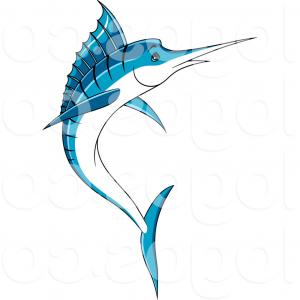 300x300 Royalty Free Vector Logo Of A Blue Marlin Fish Leap Cartoon