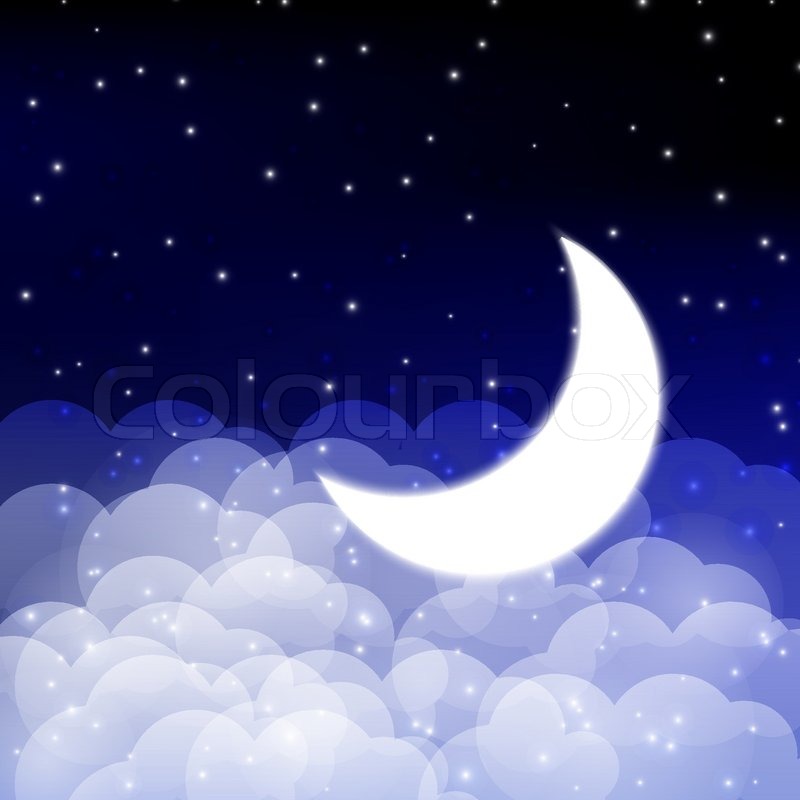 800x800 Night Sky With Shiny Moon Stock Vector Colourbox
