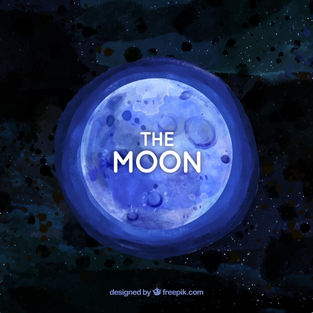 626x626 Watercolor Background With Blue Moon Vector Free Download