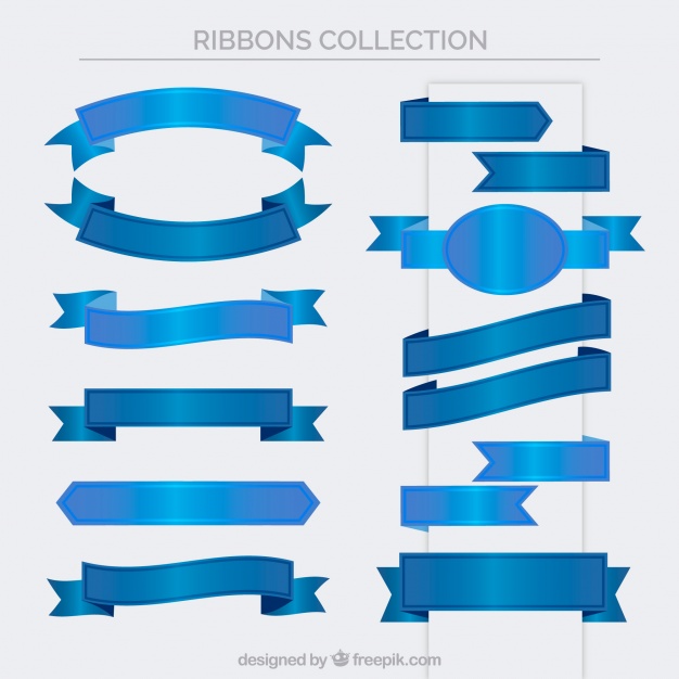 626x626 Set Of Vintage Blue Ribbons Vector Free Download