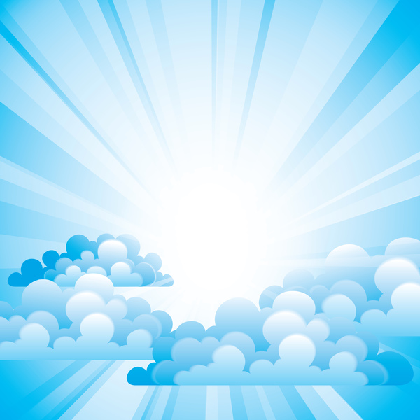600x600 White Clouds With Blue Sky Vector Background 02 Free Download